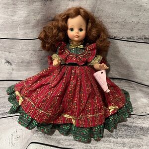 Madame Alexander Country Christmas 14" Red and Green Dress Doll Vintage